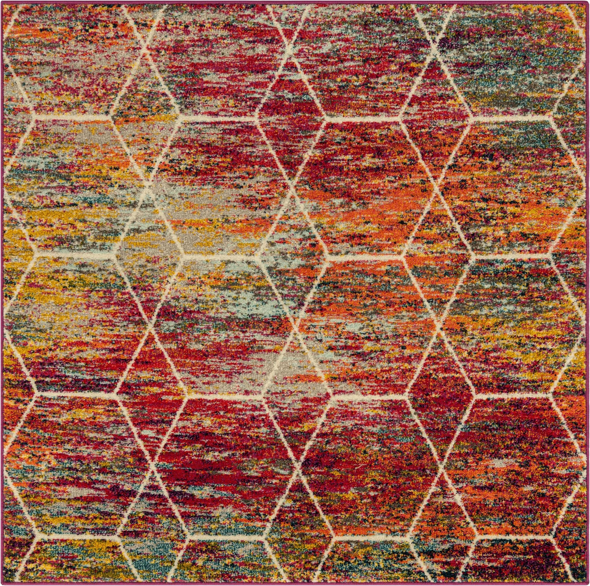  5' 3 x 5' 3 Lattice Frieze Square Rug