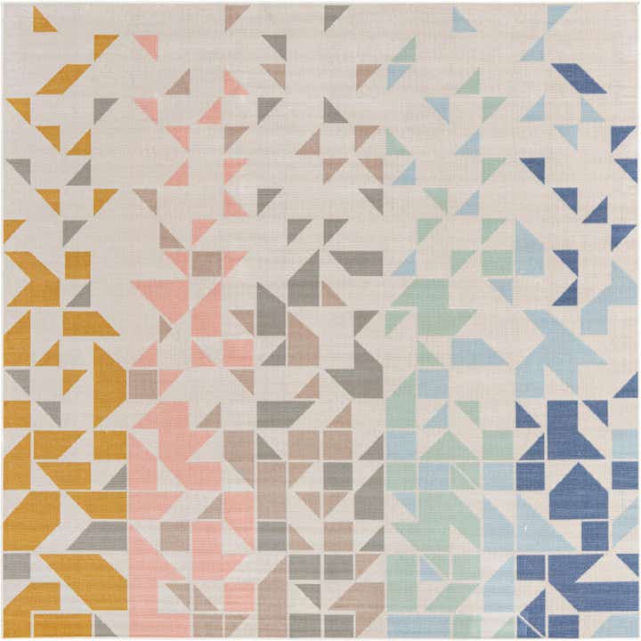 Multicolor 8' x 8' Lotus Square Rug | Rugs.com