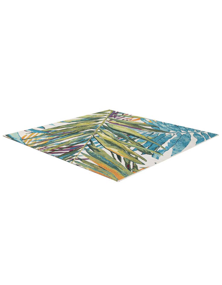Detail image of  6' x 6'  Washable Botanical Indoor / Outdoor Square Rug