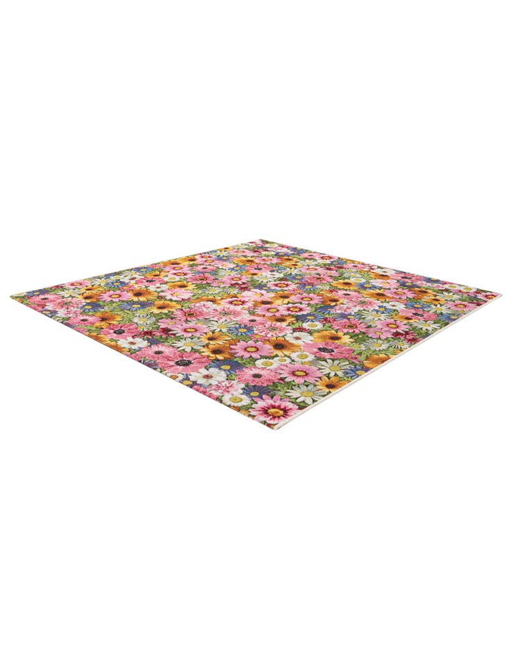 Detail image of  5' 3 x 5' 3  Washable Botanical Indoor / Outdoor Square Rug