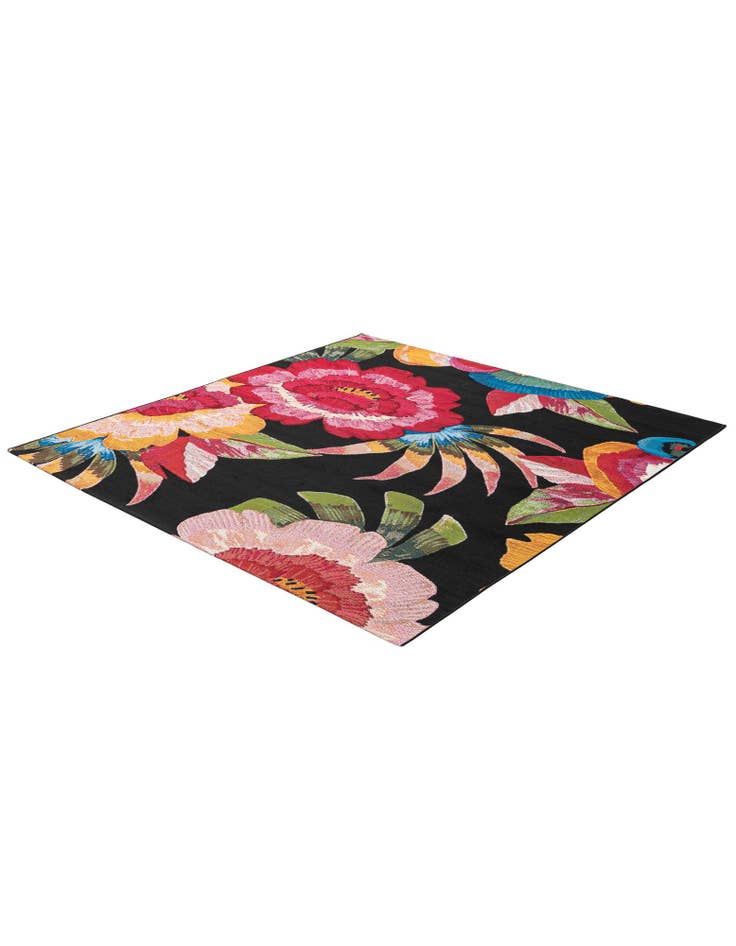 Detail image of  5' 3 x 5' 3  Washable Botanical Indoor / Outdoor Square Rug