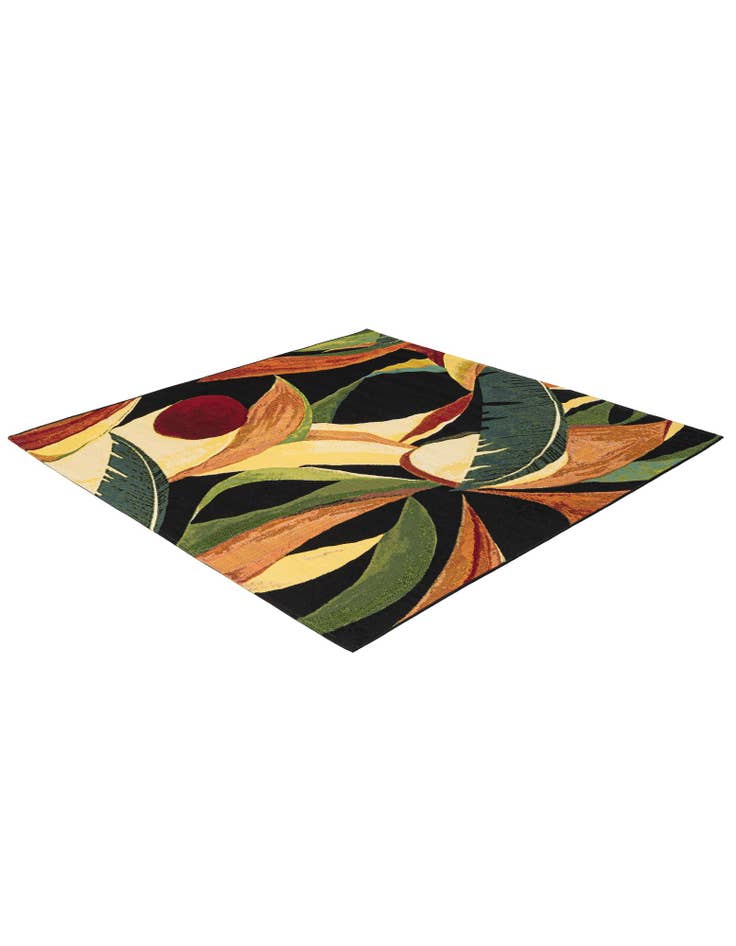Detail image of  5' 3 x 5' 3  Washable Botanical Indoor / Outdoor Square Rug