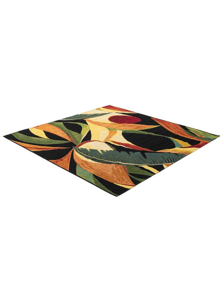 Detail image of  5' 3 x 5' 3  Washable Botanical Indoor / Outdoor Square Rug