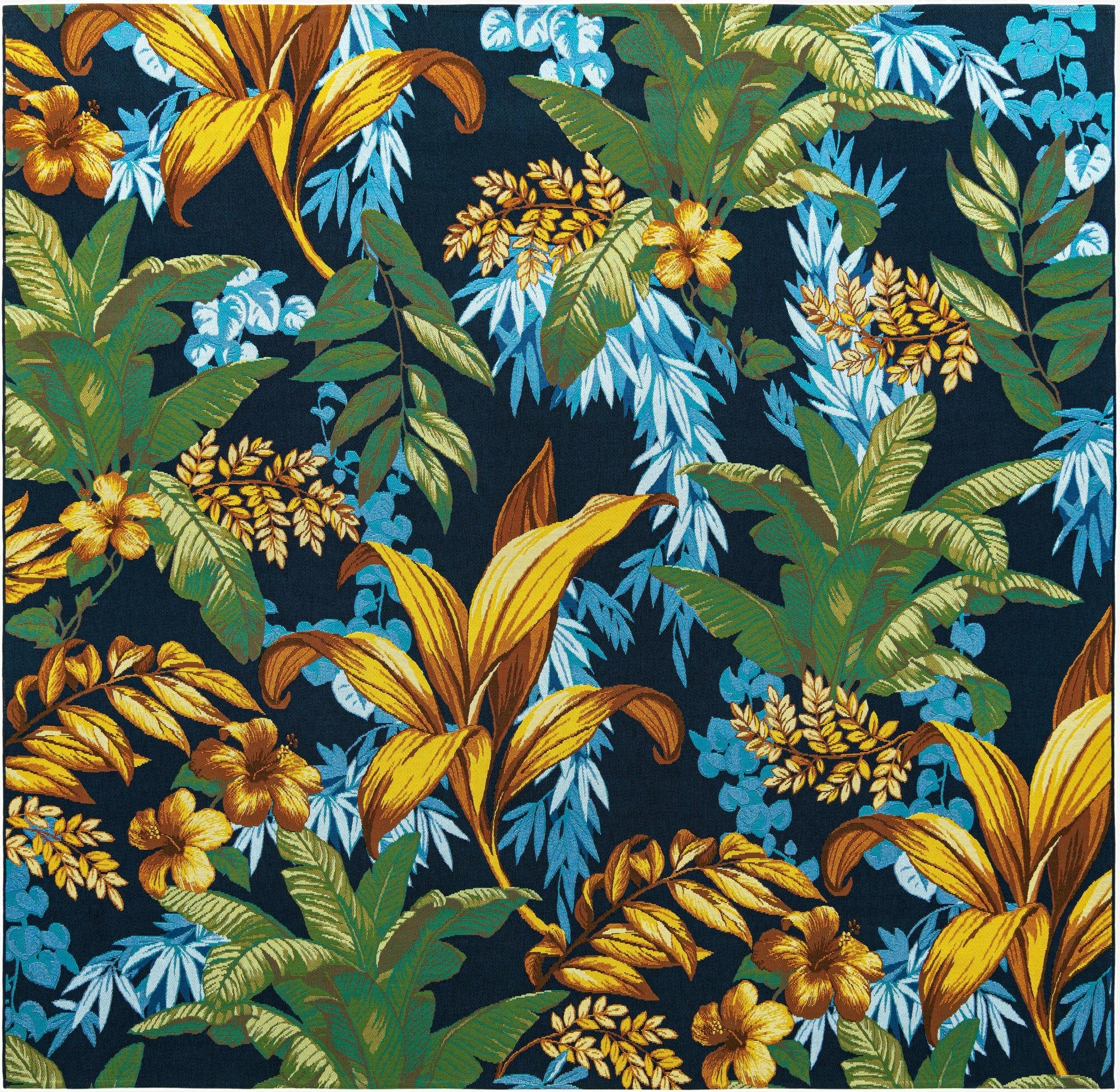  10' x 10'  Washable Botanical Indoor / Outdoor Square Rug