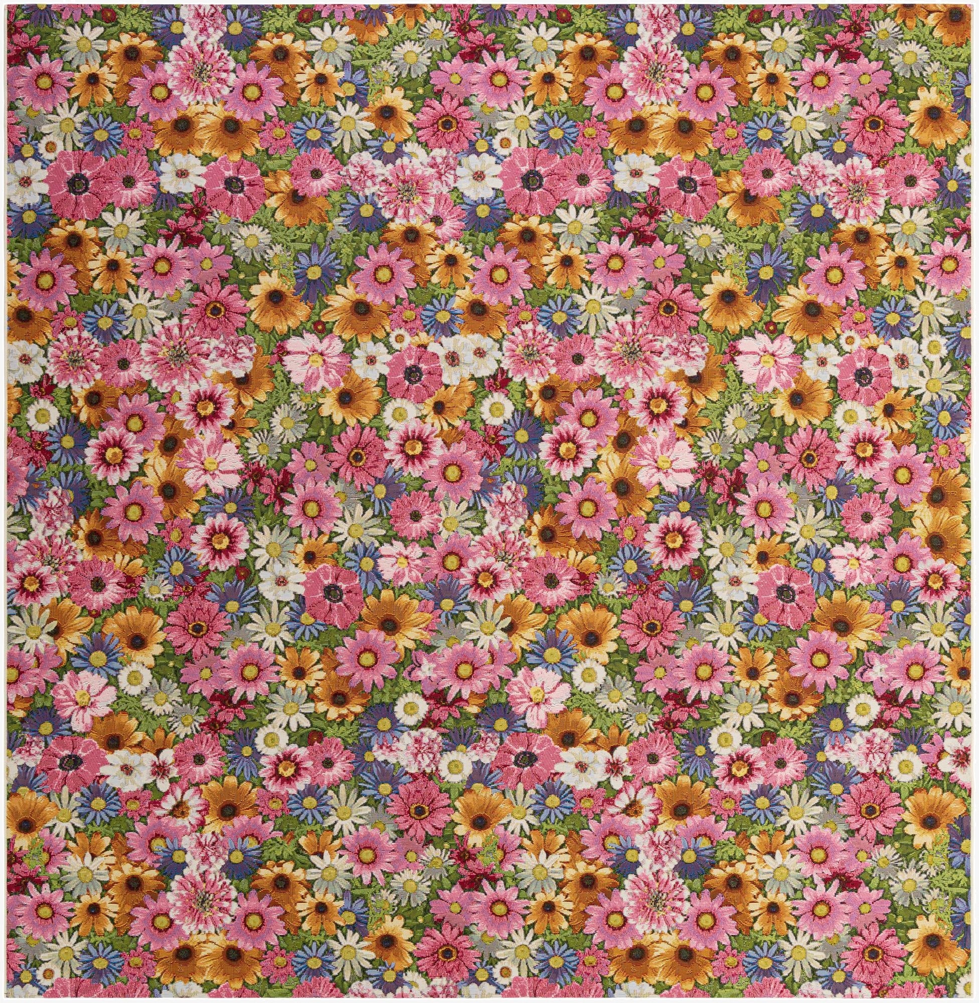  10' x 10'  Washable Botanical Indoor / Outdoor Square Rug