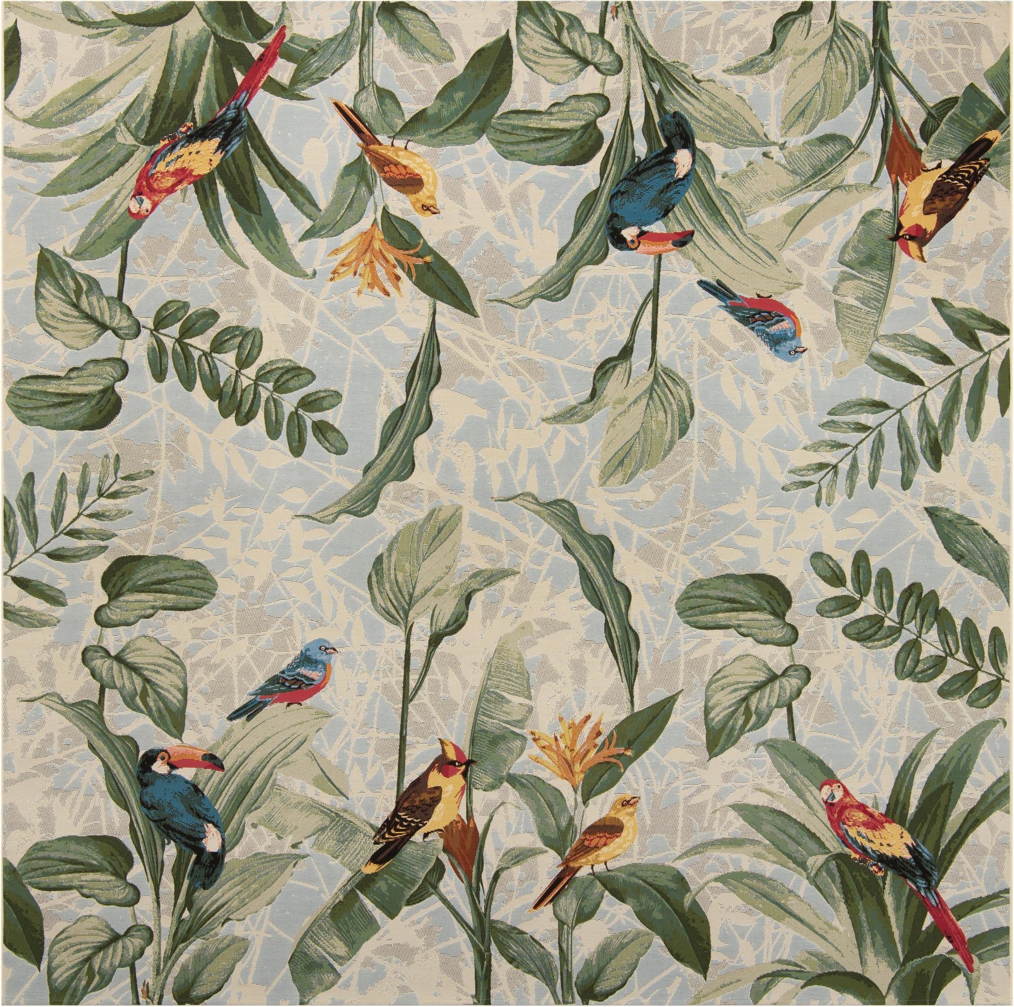  10' x 10'  Washable Botanical Indoor / Outdoor Square Rug