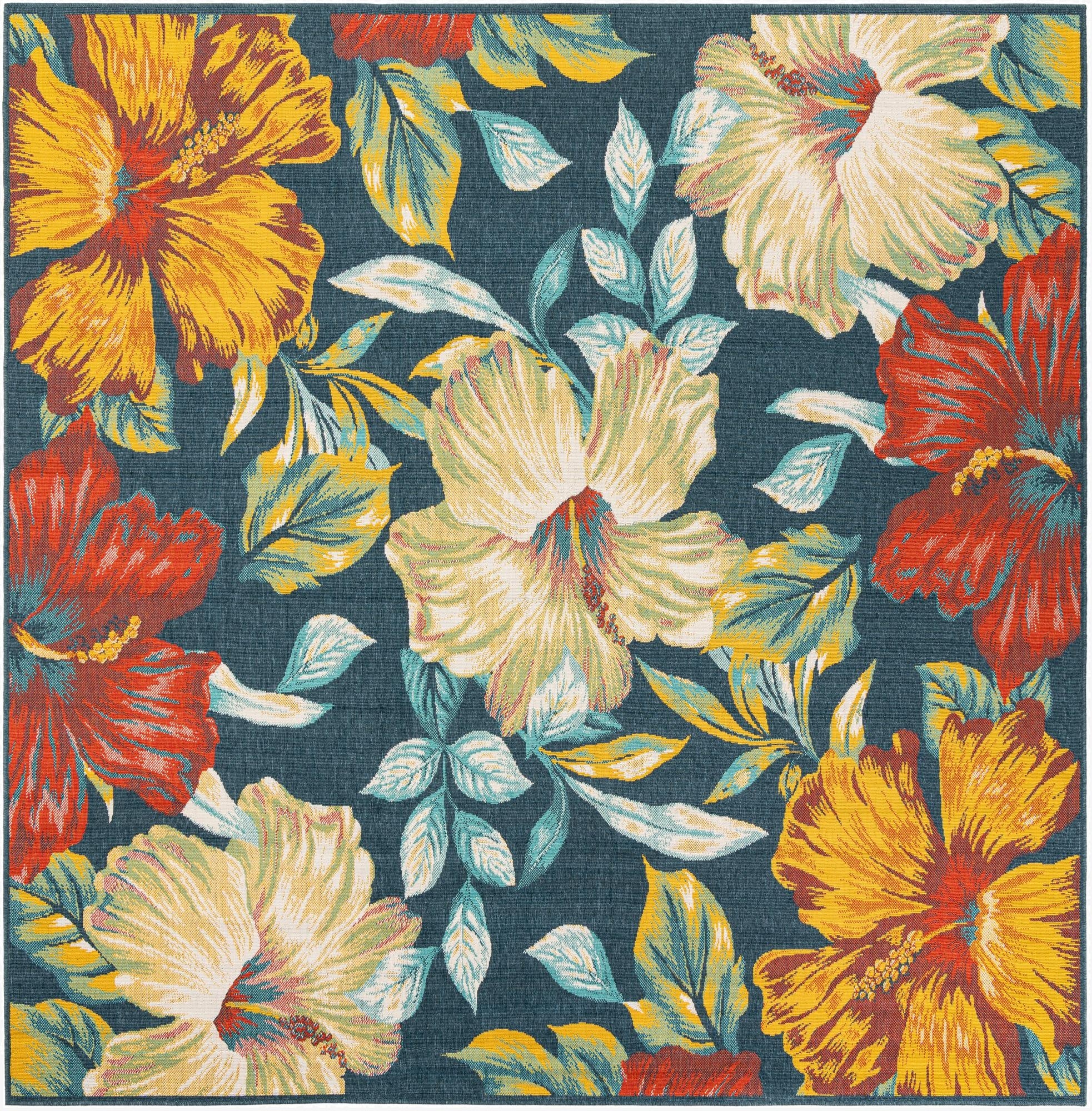  10' x 10'  Washable Coastal Indoor / Outdoor Square Rug