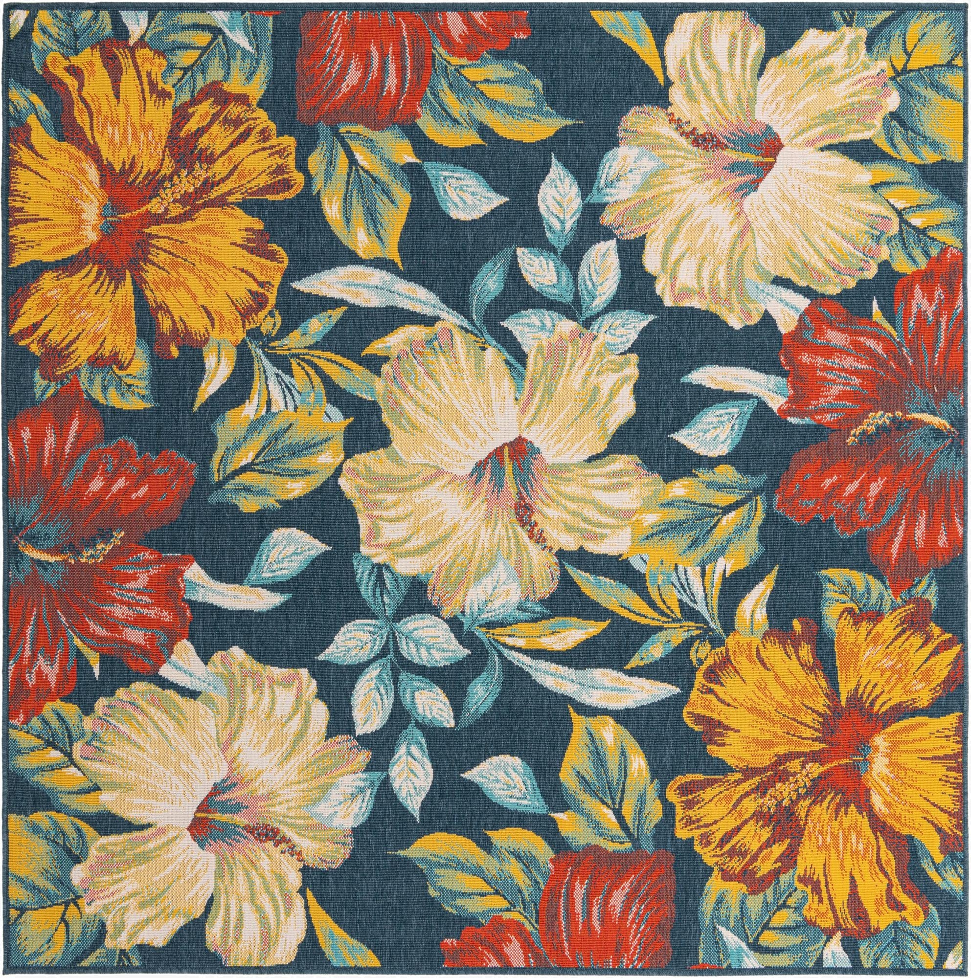  7' 10 x 7' 10  Washable Coastal Indoor / Outdoor Square Rug