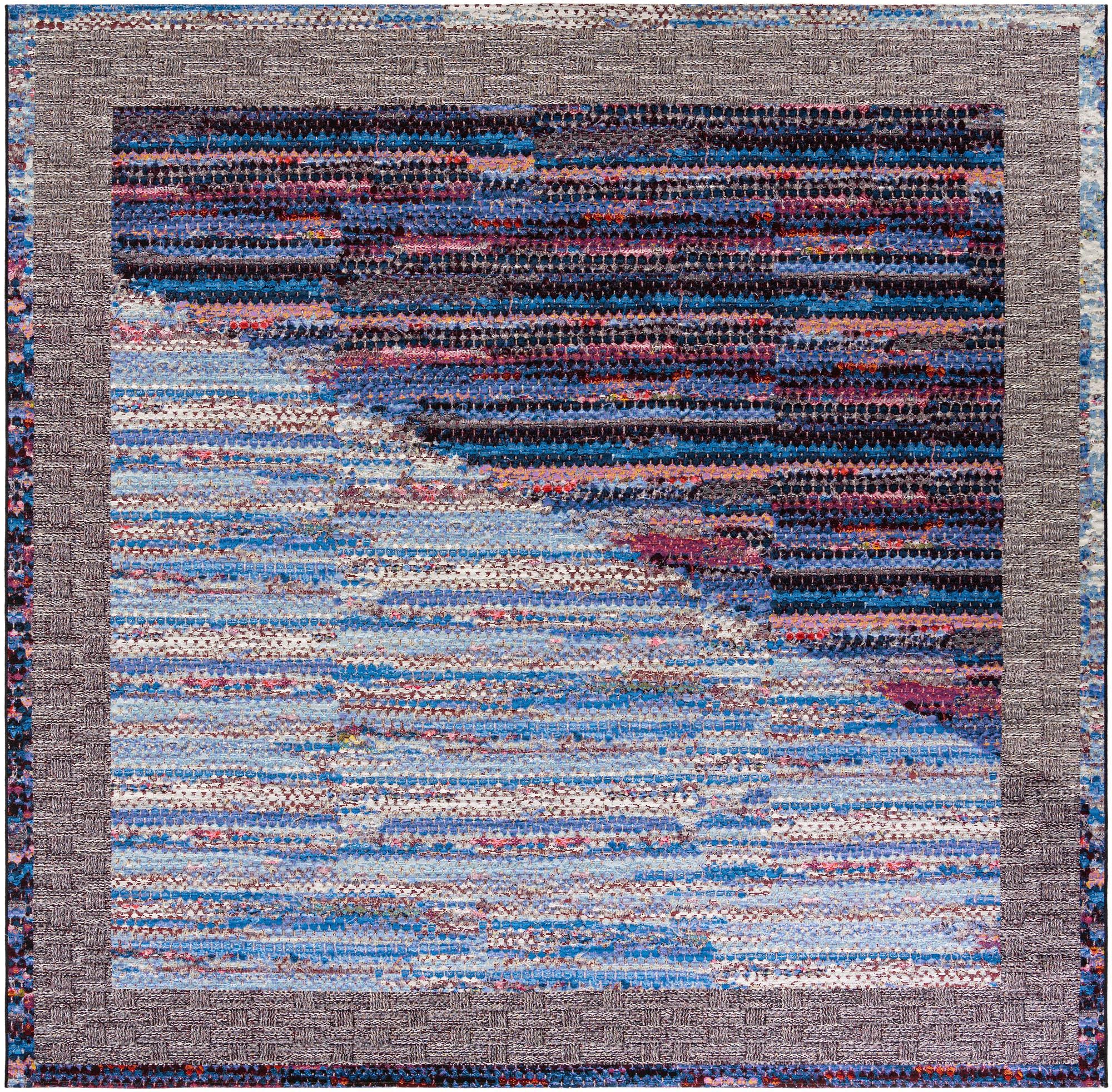 Multicolor 10' x 10' Modern Indoor / Outdoor Square Rug | Rugs.com