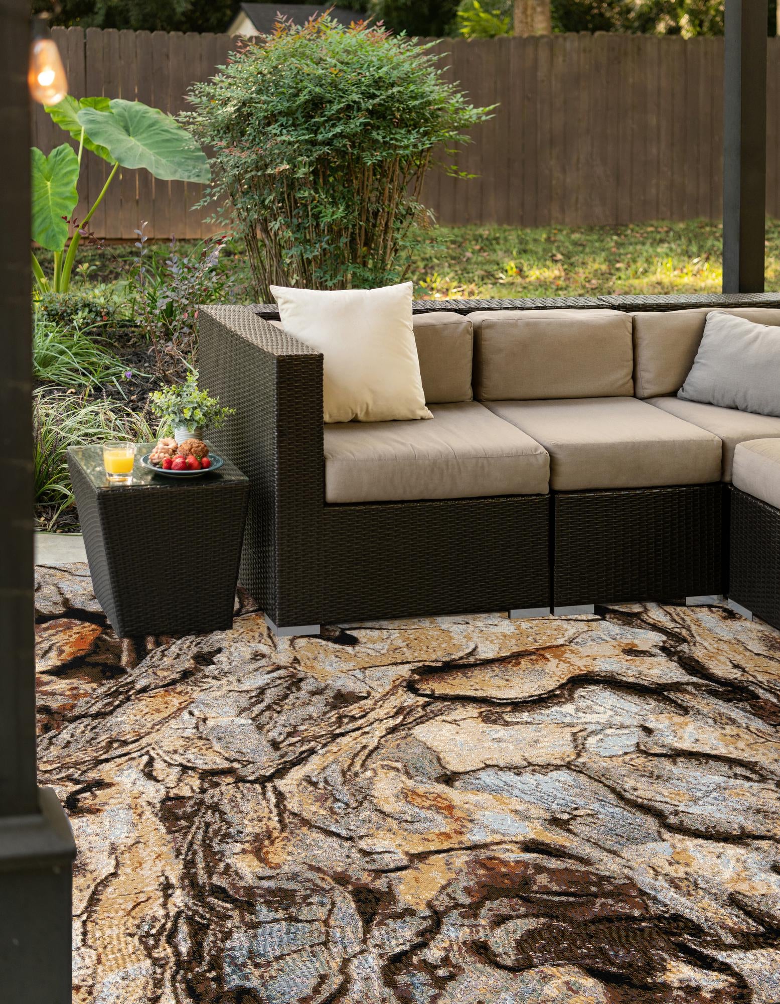 Multicolor 10' x 10' Modern Indoor / Outdoor Square Rug | Rugs.com