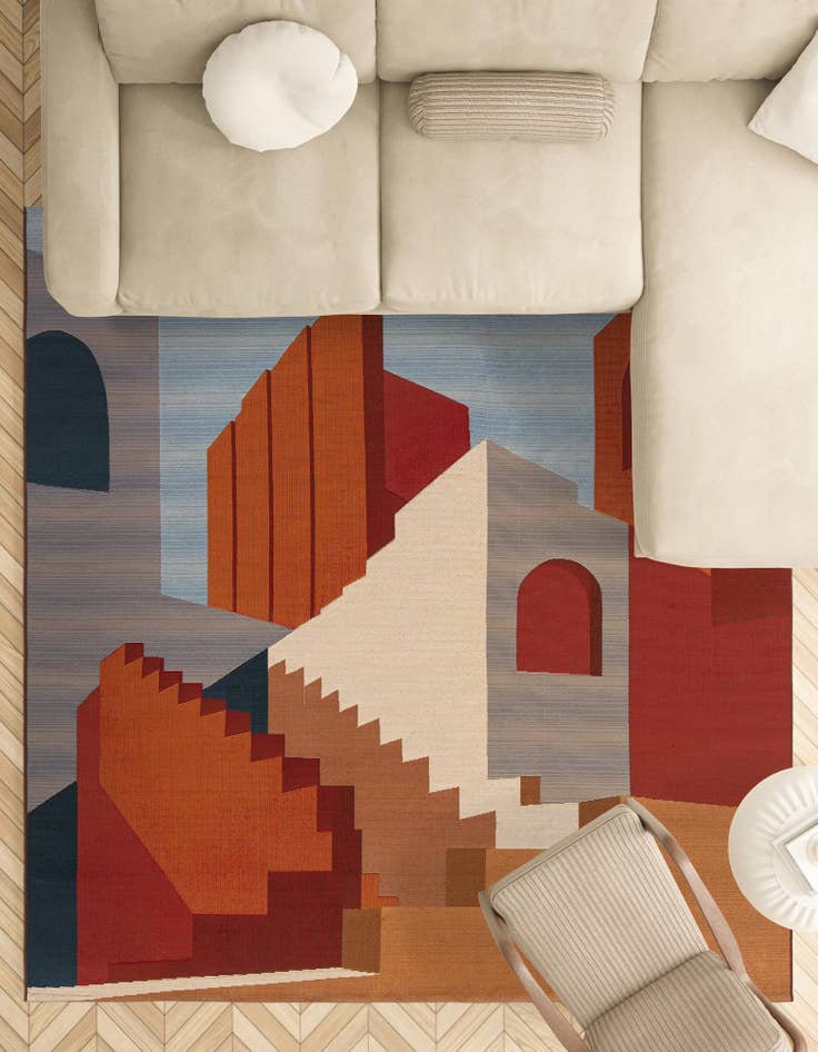 Detail image of  10' x 10'  Washable Modern Indoor / Outdoor Square Rug