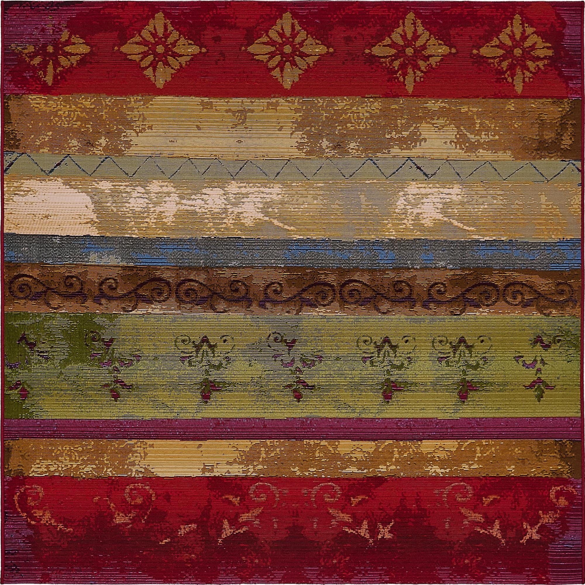  6' x 6'  Washable Modern Indoor / Outdoor Square Rug