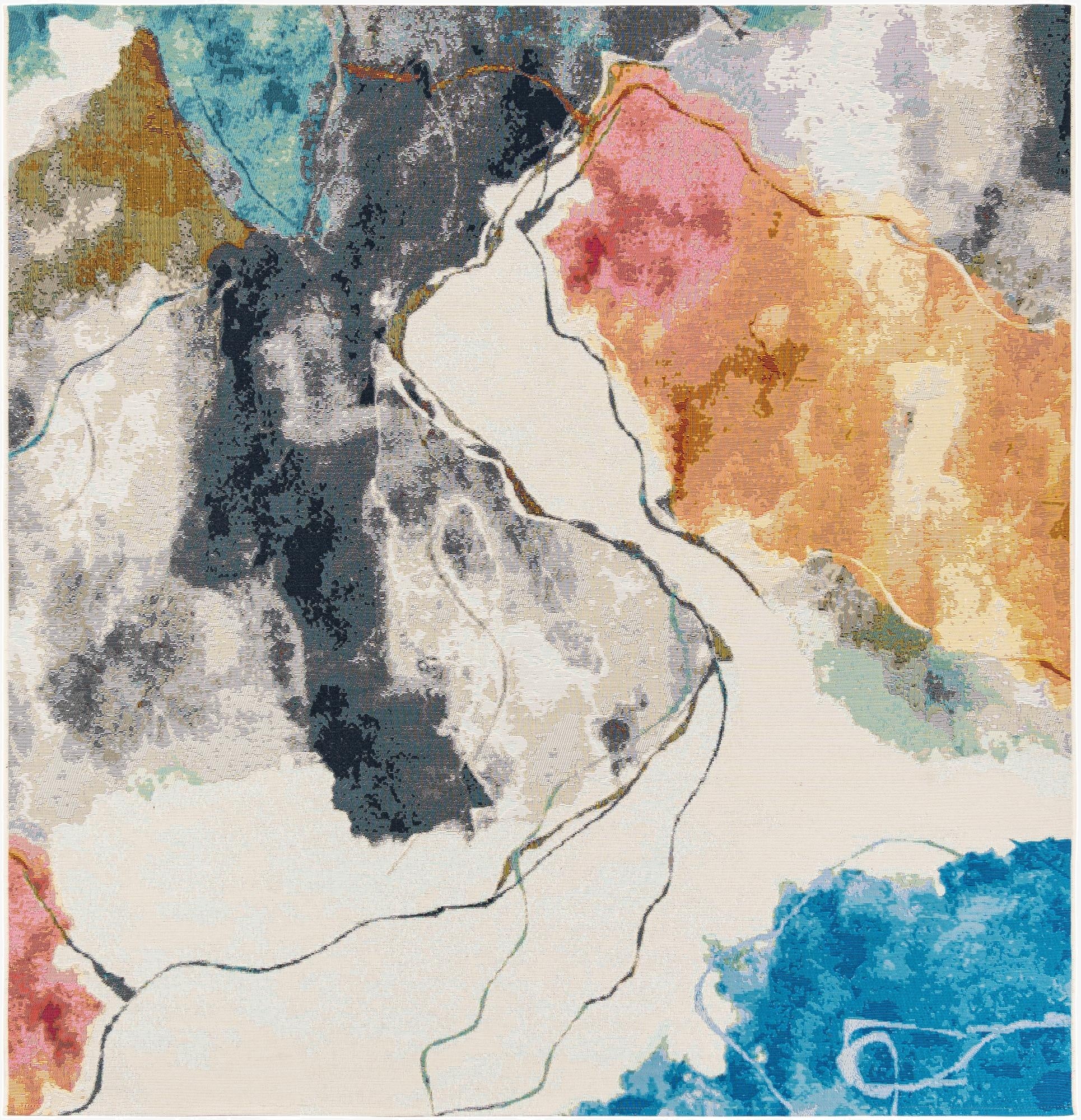  7' 10 x 7' 10  Washable Modern Indoor / Outdoor Square Rug