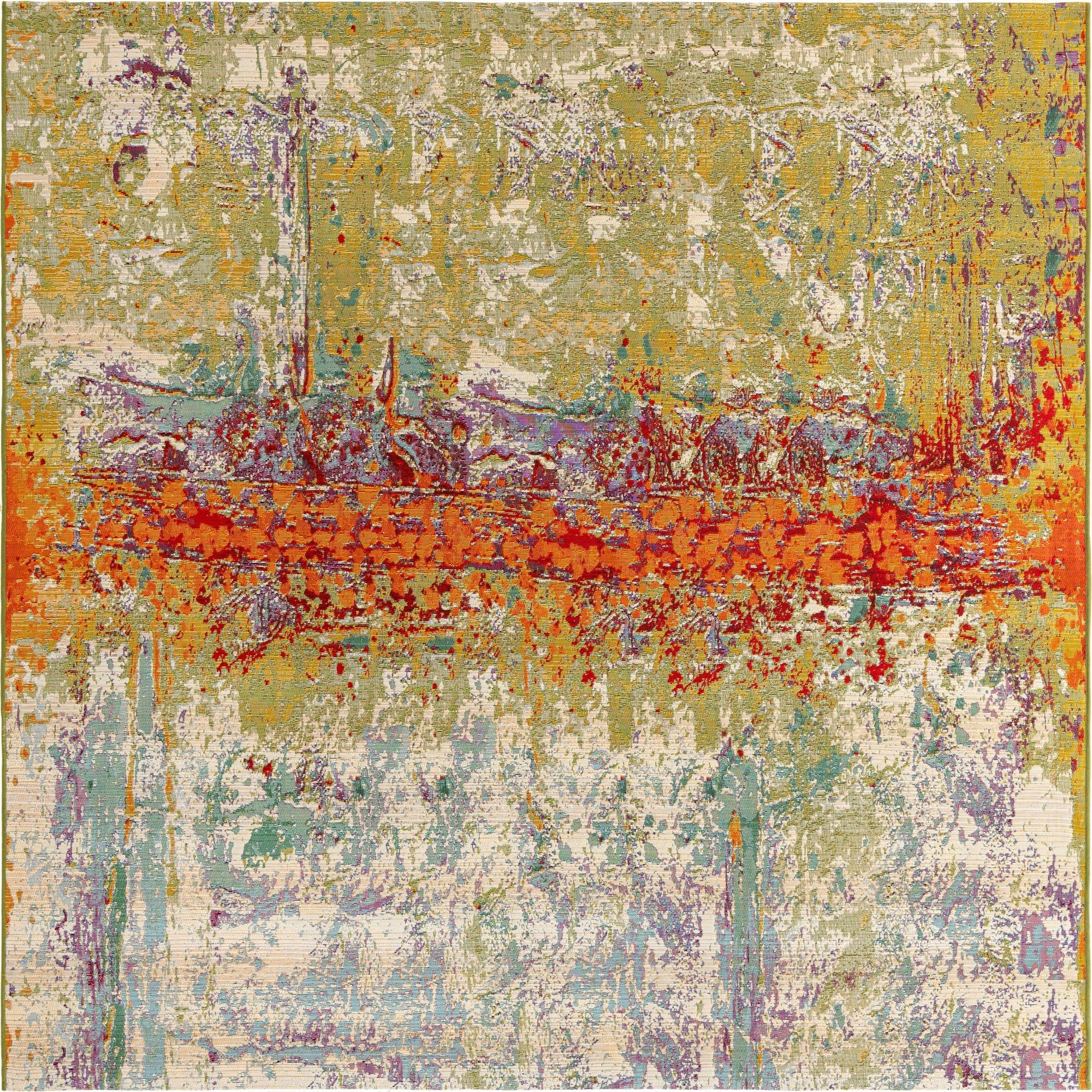  8' x 8'  Washable Modern Indoor / Outdoor Square Rug