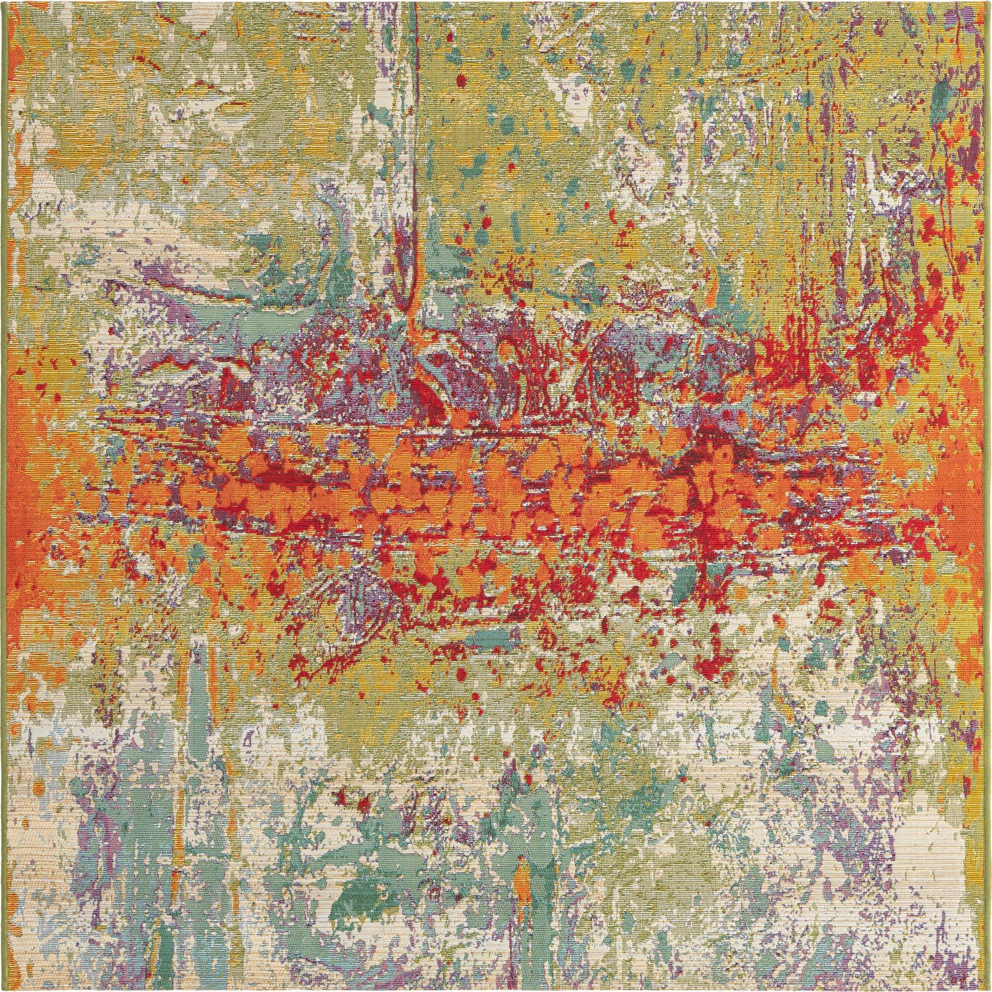  5' x 5'  Washable Modern Indoor / Outdoor Square Rug