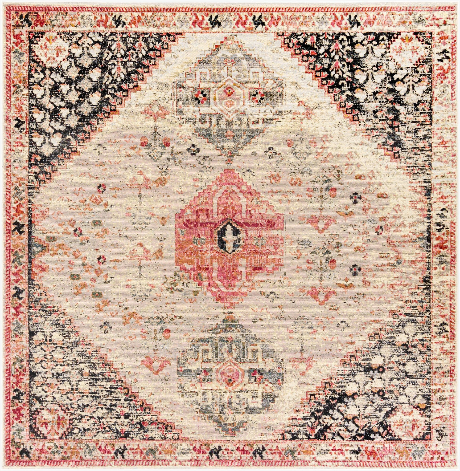  10' x 10'  Washable Traditional Indoor / Outdoor Square Rug