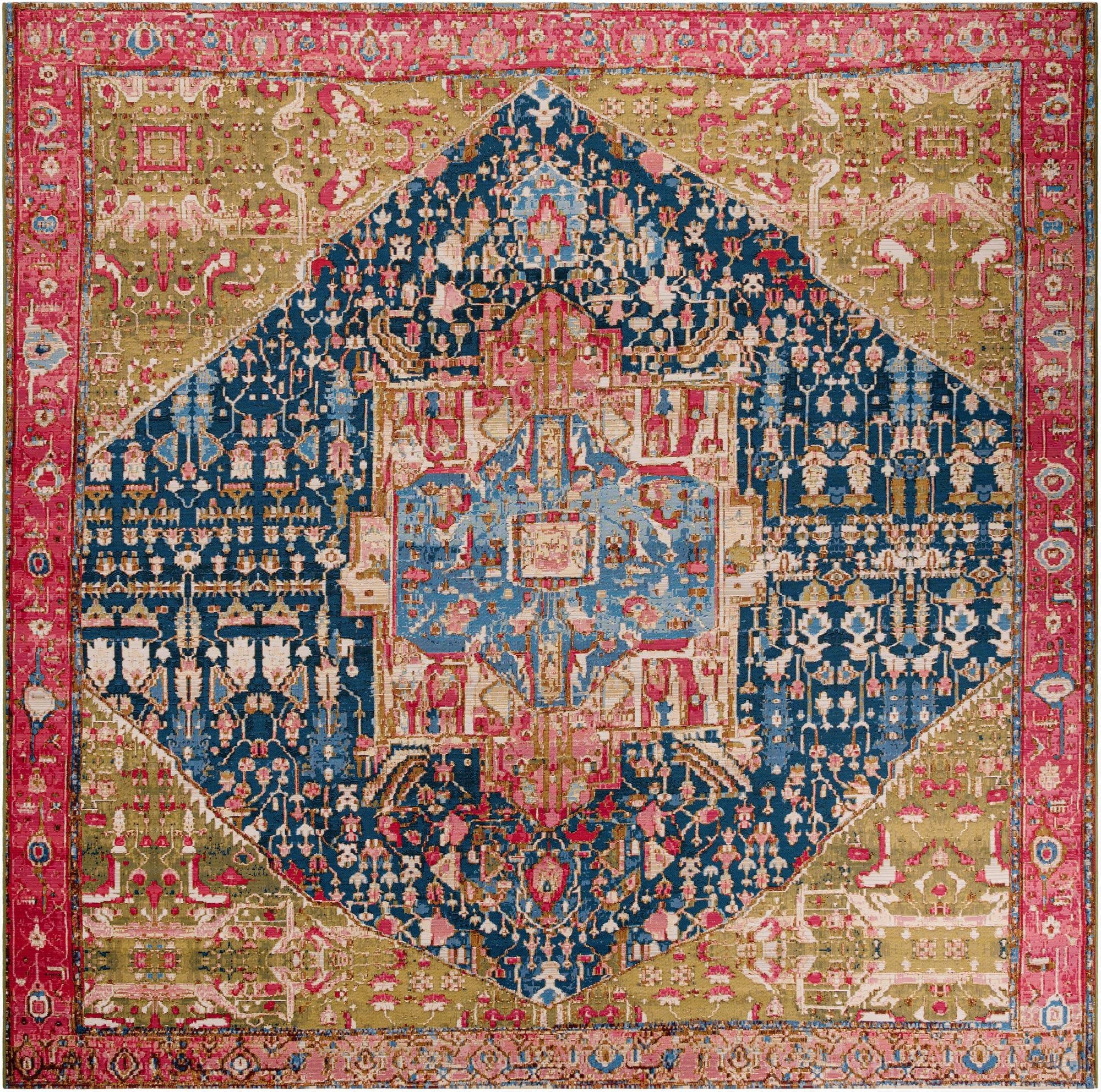  12' x 12'  Washable Traditional Indoor / Outdoor Square Rug