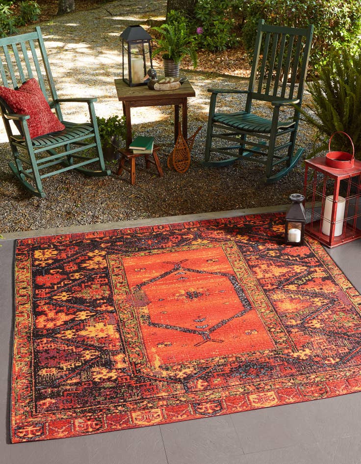 6' x 6'  Washable Tribal Indoor / Outdoor Square Rug