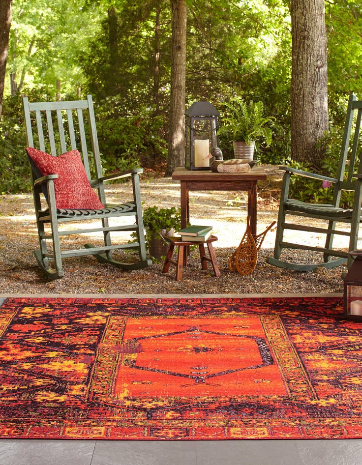 6' x 6'  Washable Tribal Indoor / Outdoor Square Rug