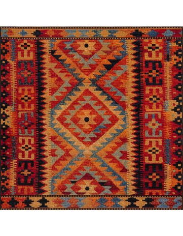 6' x 6' Washable Tribal Indoor / Outdoor Square Rug