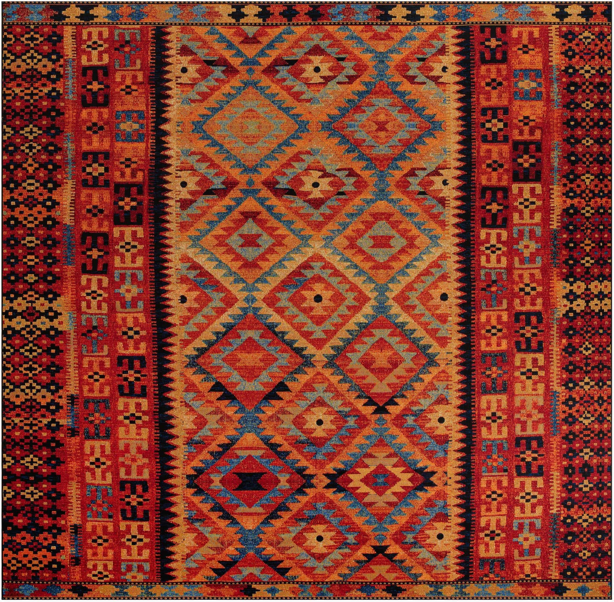  12' x 12'  Washable Tribal Indoor / Outdoor Square Rug