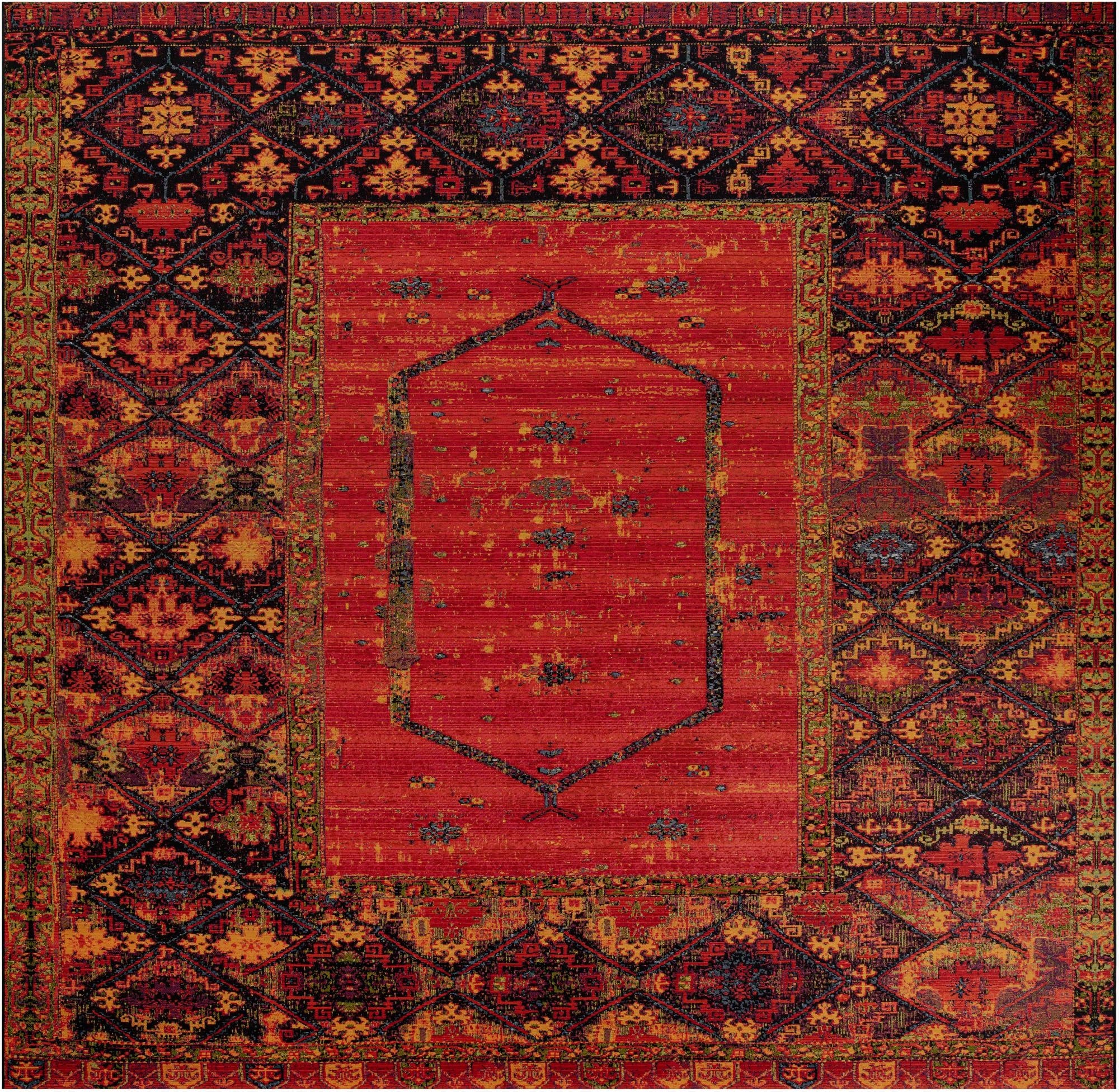  12' x 12'  Washable Tribal Indoor / Outdoor Square Rug