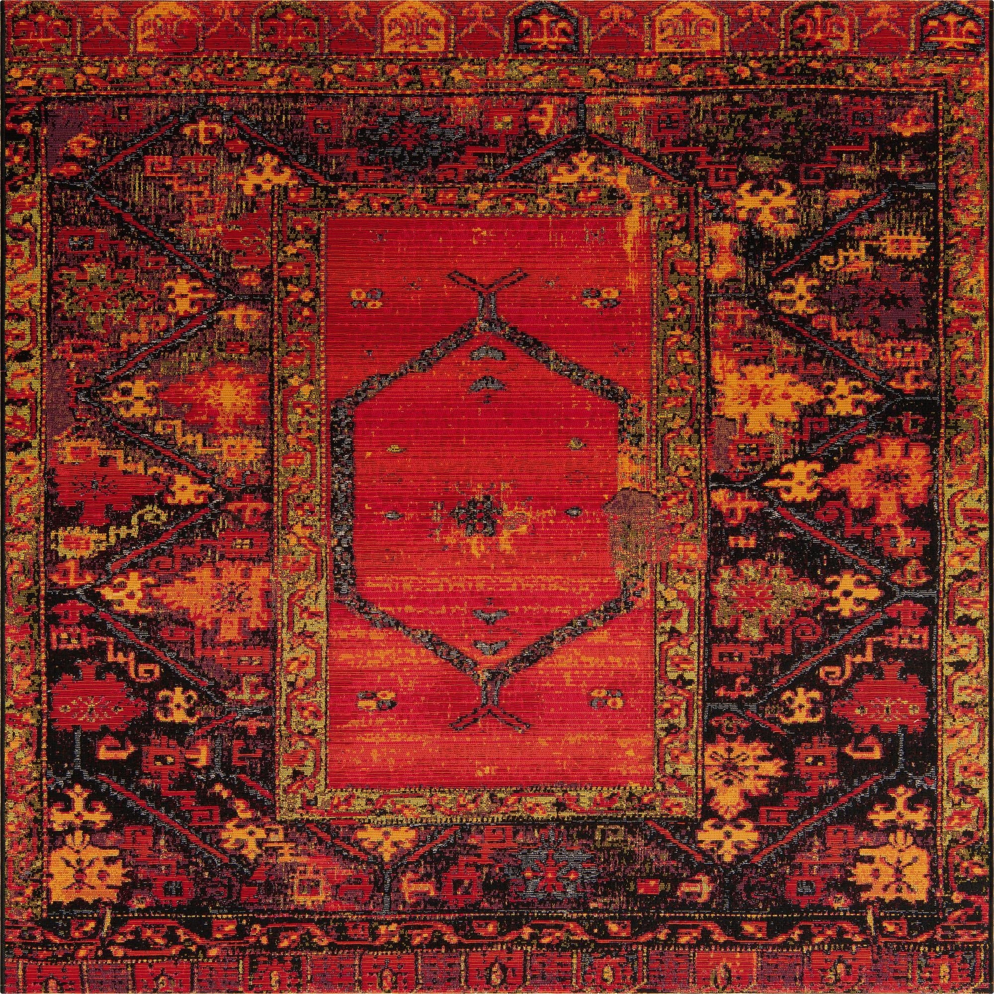  6' x 6'  Washable Tribal Indoor / Outdoor Square Rug