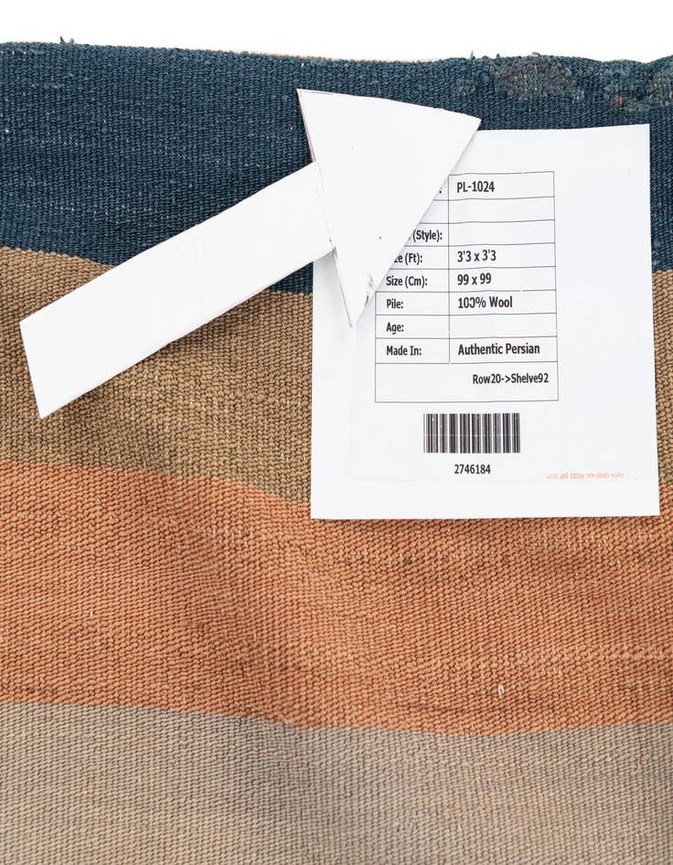 Detail image of  3' 3 x 3' 3  Hand Woven Pillow Wool Square Rug