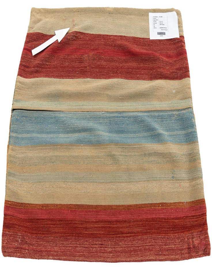 Detail image of  3' 2 x 3' 4  Hand Woven Pillow Wool Square Rug