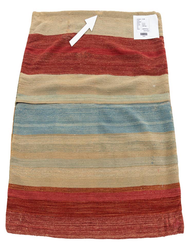 Detail image of  3' 2 x 3' 4  Hand Woven Pillow Wool Square Rug