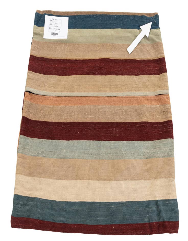 Detail image of  3' 2 x 3' 3  Hand Woven Pillow Wool Square Rug