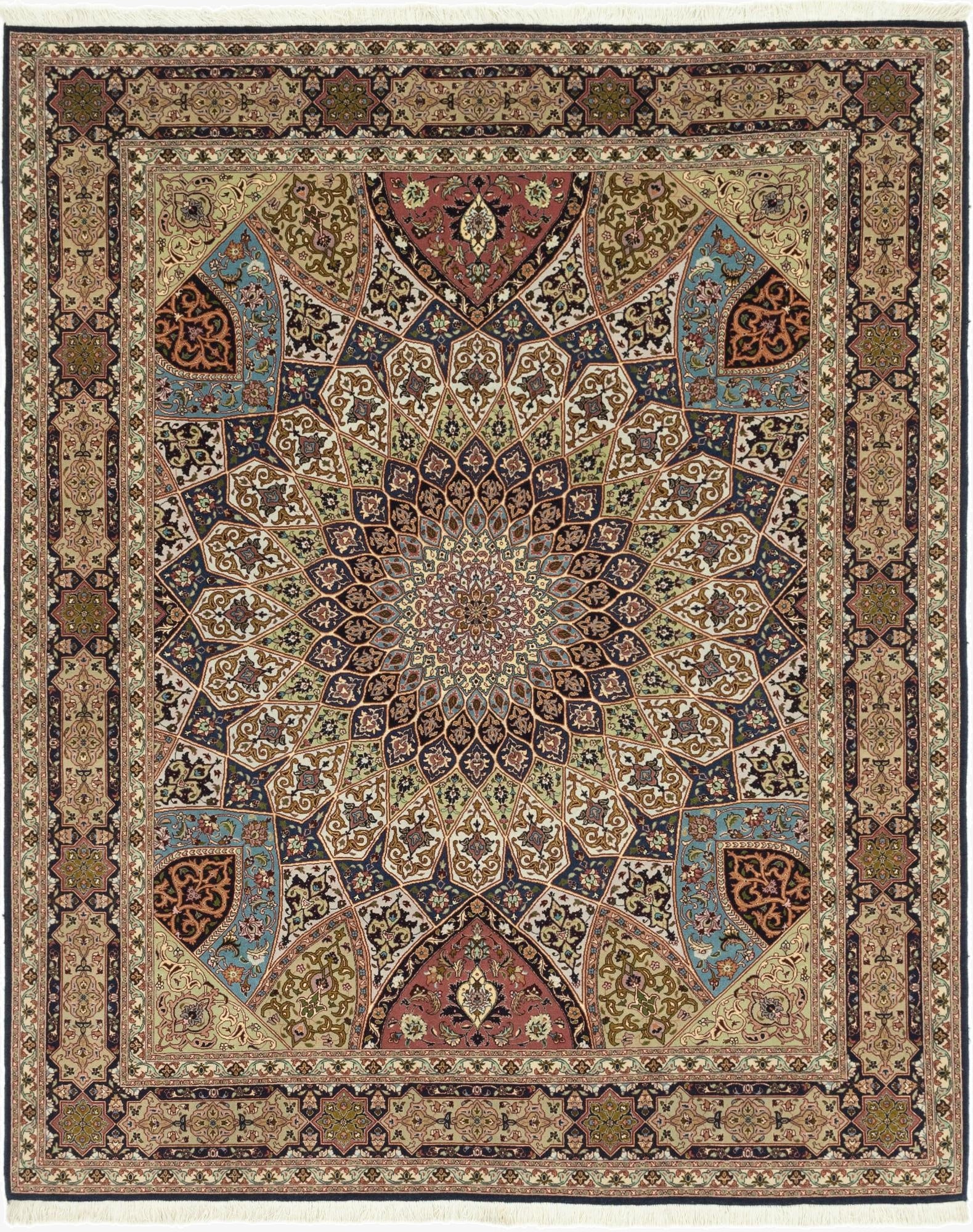  6' 8 x 8' 3  Hand Knotted Tabriz Persian Square Rug