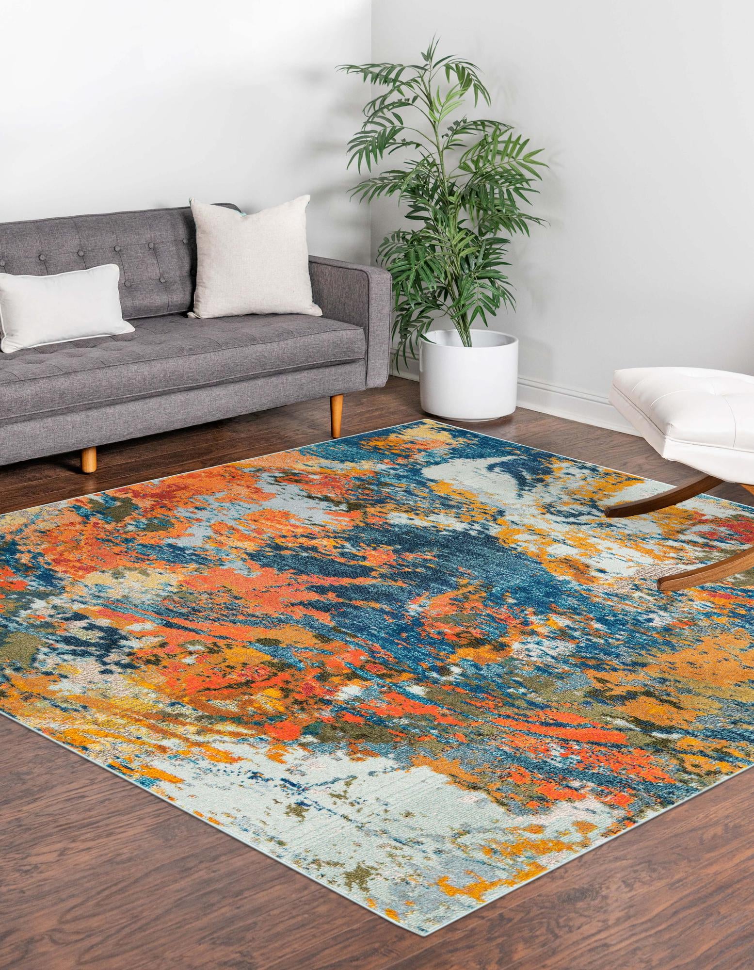 Multicolor 7' 10 x 7' 10 Vivid Square Rug | Rugs.com