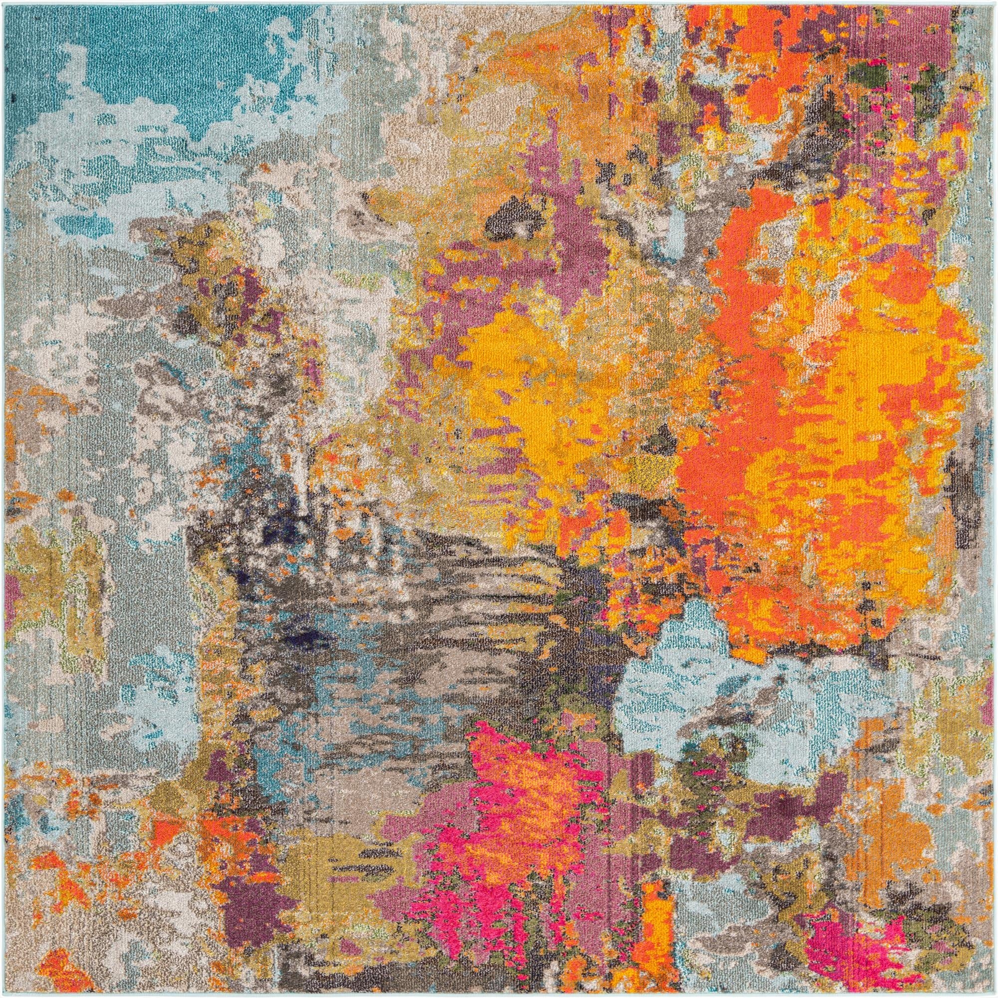  7' 10 x 7' 10  Washable Vivid Square Rug