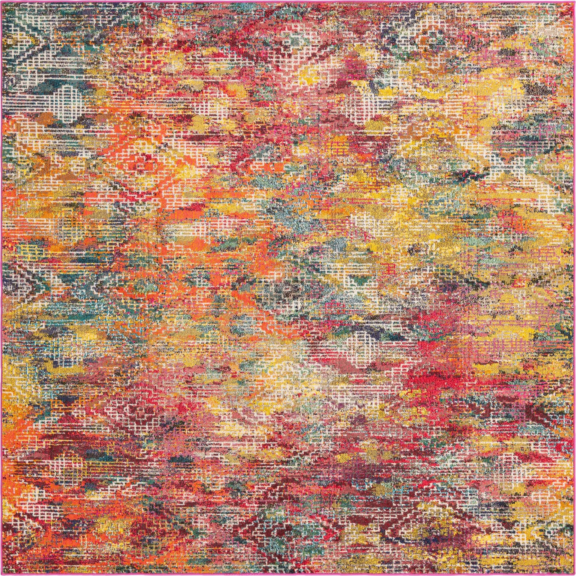  7' 10 x 7' 10  Washable Vivid Square Rug