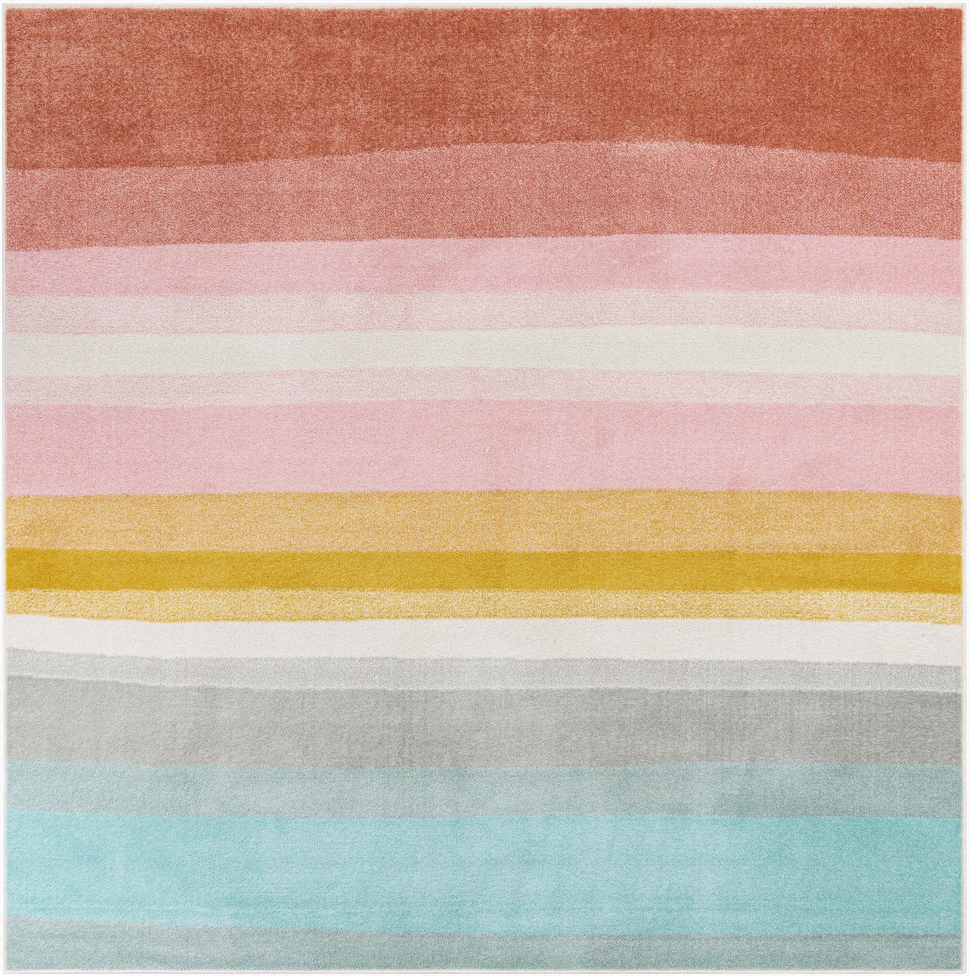 Primary image  7' 10 x 7' 10 Rainbow Stripes Whimsy Kids Square Rug