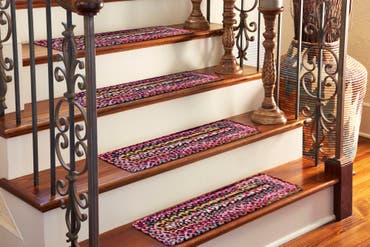  0' 9 x 2' 6  Hand Braided Chindi Stair Rug