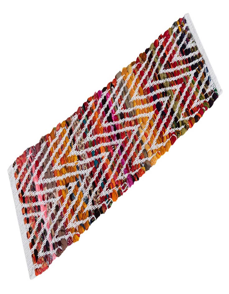 Detail image of  0' 9 x 2' 6  Hand Woven Chindi Chevron Stair Rug