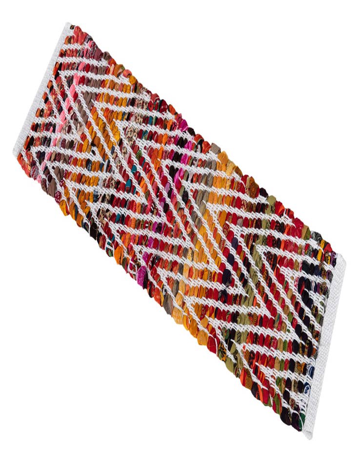 Detail image of  0' 9 x 2' 6  Hand Woven Chindi Chevron Stair Rug