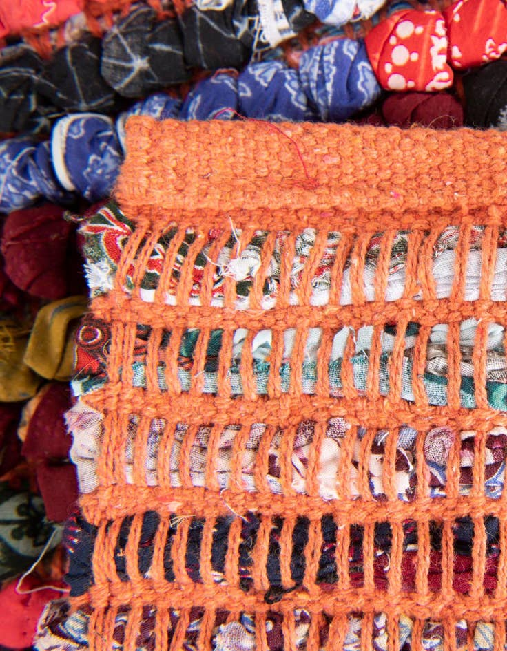 Detail image of  1' 2 x 5' 1  Hand Woven Braided Chindi Table Runner Rug