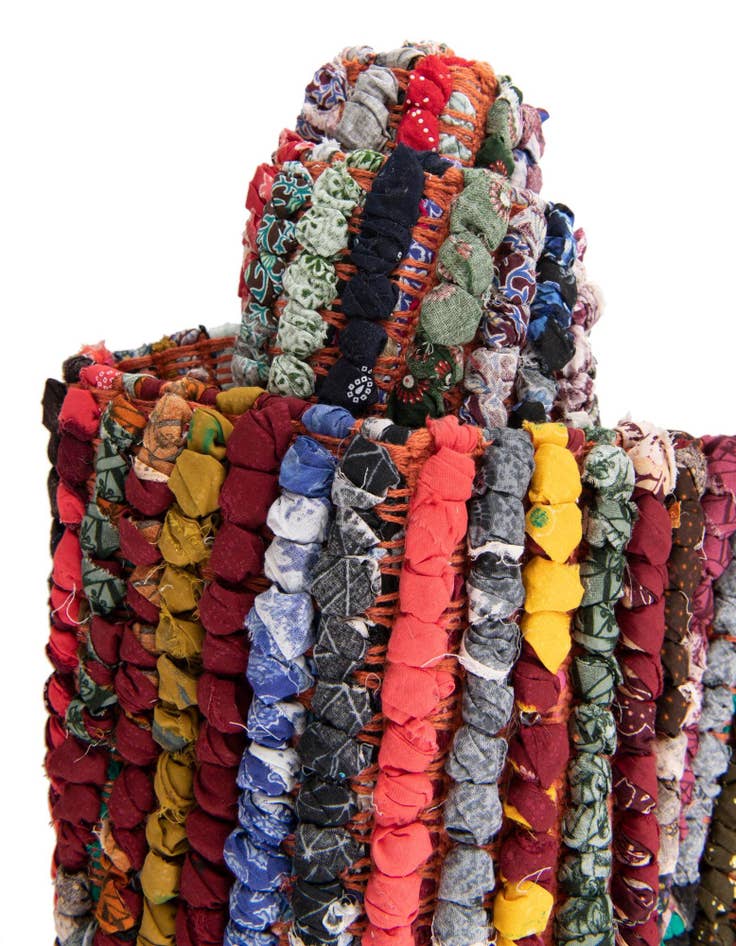 Detail image of  1' 2 x 5' 1  Hand Woven Braided Chindi Table Runner Rug