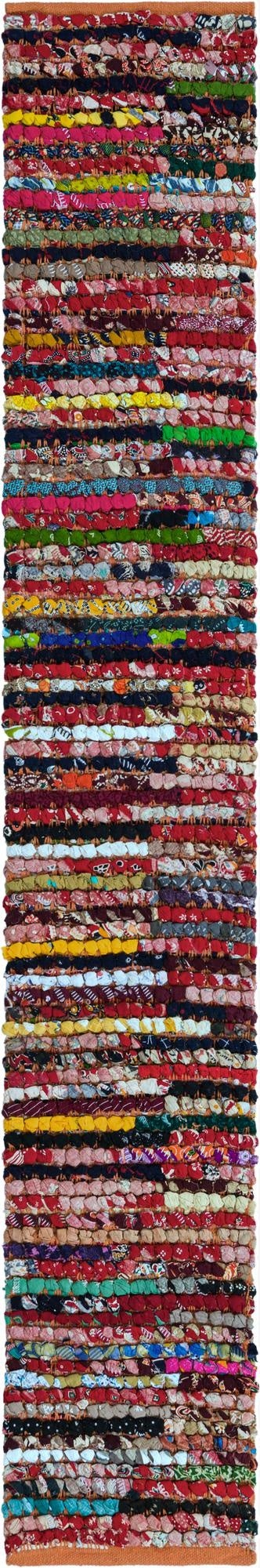  1' 2 x 6' 1  Hand Braided Chindi Table Runner Rug