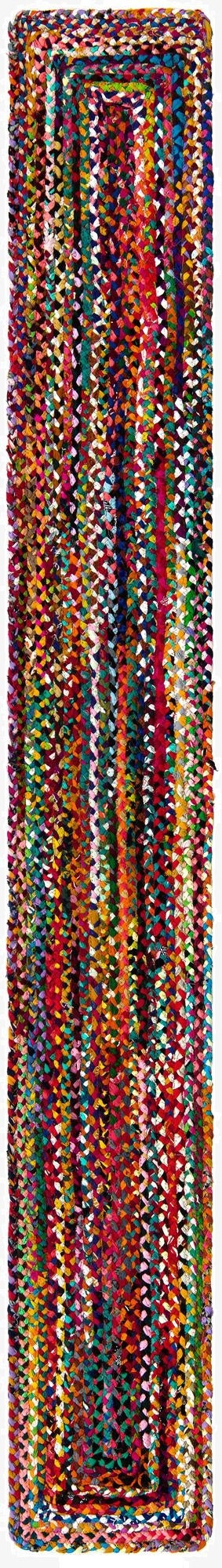  1' 2 x 10'  Hand Braided Chindi Table Runner Rug