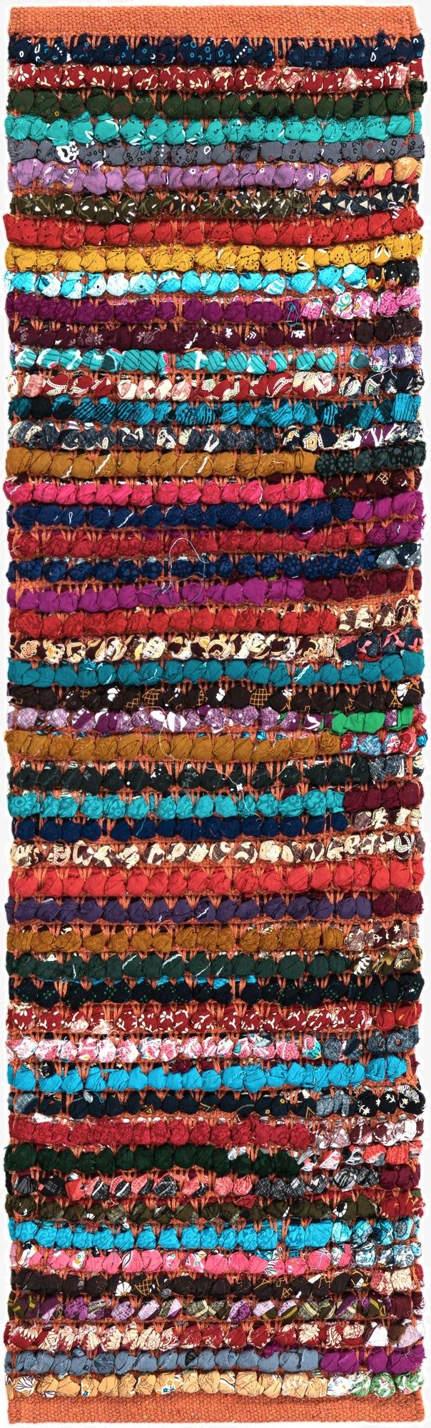  1' 2 x 4' 1  Hand Braided Chindi Table Runner Rug