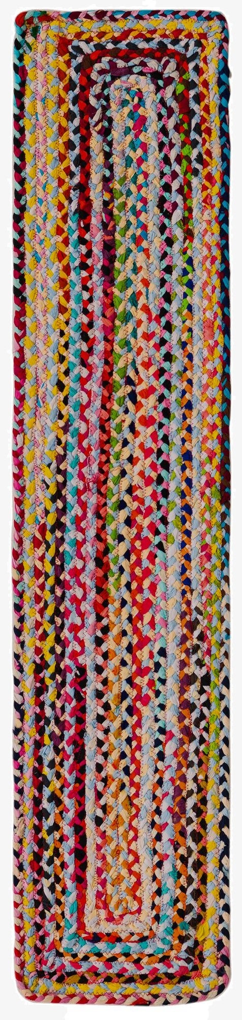  1' 2 x 6' 1  Hand Braided Chindi Table Runner Rug