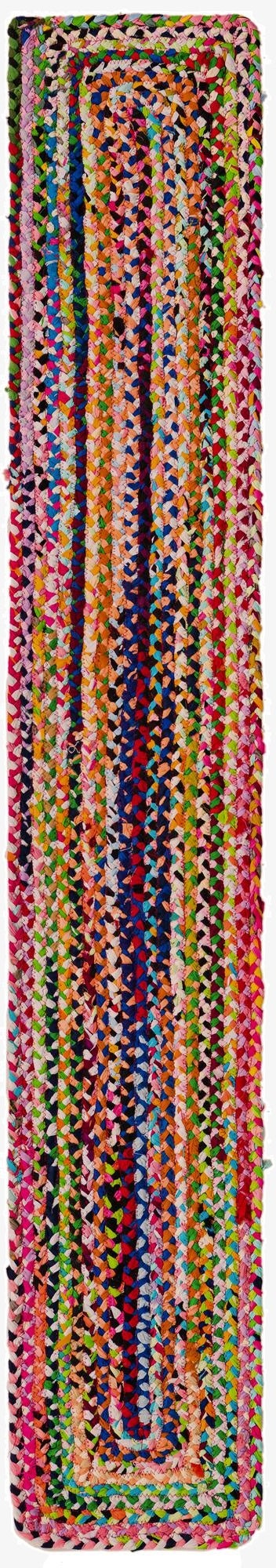  1' 2 x 8'  Hand Braided Chindi Table Runner Rug