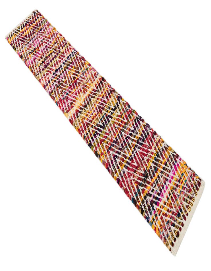 Detail image of  1' 2 x 6' 1  Hand Woven Chindi Chevron Table Runner Rug