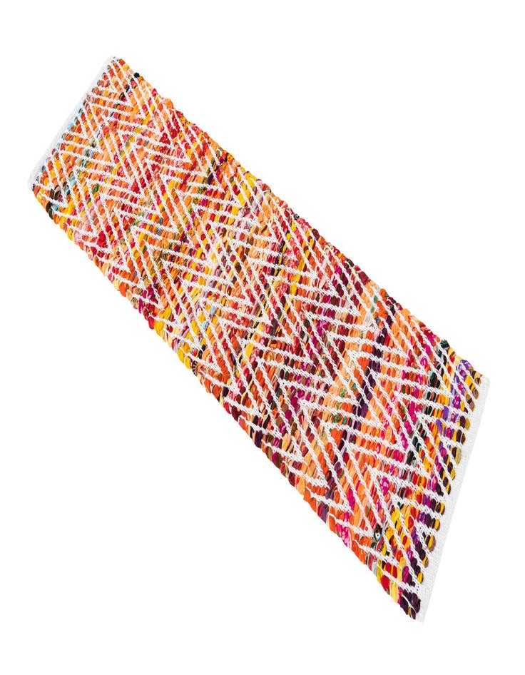 Detail image of  1' 2 x 4' 1  Hand Woven Chindi Chevron Table Runner Rug