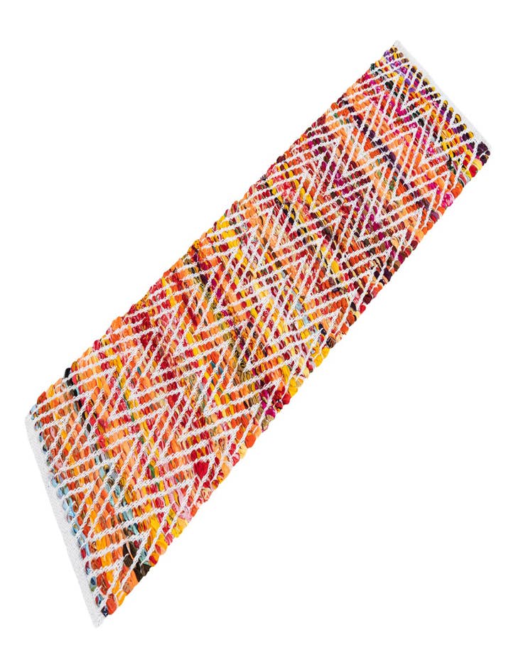 Detail image of  1' 2 x 4' 1  Hand Woven Chindi Chevron Table Runner Rug