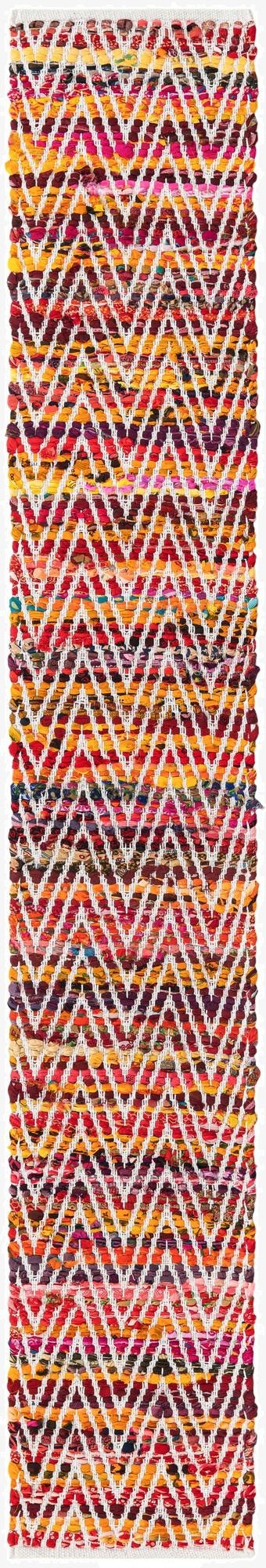  1' 2 x 8'  Hand Woven Chindi Chevron Table Runner Rug